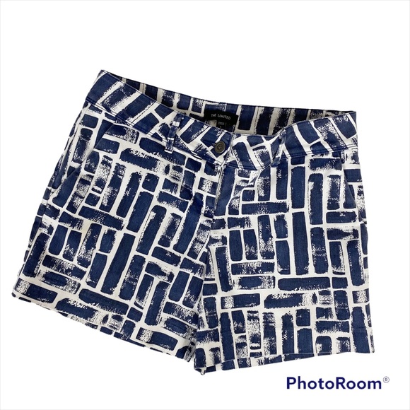 The Limited Pants - THE LIMITED Blue and White Pattern Stretch Short Shorts 6